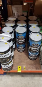 24 PIECE MIXED LOT CONTAINING EVERBUILD BLACKJACK DPM, BLACKJACK ALL WEATHER ROOF COATING, EVERBUILD ROOFING EMOTION, EVERBUILD ROOF FELT ADHESIVE (ALL 5L)