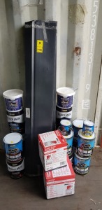 APPROX 50 PIECE MIXED LOT CONTAINING A LARGE QUANTITY OF EAVES PROTECTOR 1.5M, EVERBUILD BLACKJACK BITUMEN & FLASHING PRIMER, EVERBUILD BLACKJACK BITUMEN ROOFING EMULSION AND IKOFLASH LEAD FREE FLASHING ETC