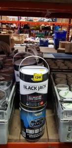 12 PIECE MIXED LOT CONTAINING EVERBUILD BLACKJACK ALL WEATHER ROOF COATING, EVERBUILD LIQUID ROOF SYSTEM AND EVERBUILD BLACKJACK BITUMEN ROOF FELT ADHESIVE ETC