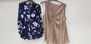 22 PIECE MIXED CLOTHING LOT CONTAINING 10 X DOROTHY PERKINS FLOWER DETAILED BLOUSES UK SIZE 6 AND 12 X PAPAYA SLEEVELESS TOPS SIZE 20, 22 AND 24