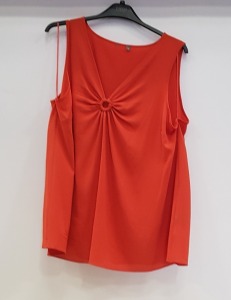 40 X BRAND NEW PAPAYA ORANGE SHOULDERLESS OPEN BUST VEST TOPS SIZE 22, 24 AND 28