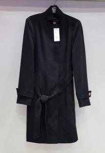 24 X BRAND NEW DOROTHY PERKINS BLACK LONG BUTTONED BELTED COATS SIZE 10 AND 12 RRP £55.00 (TOTAL RRP £1320.00)