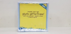600 X BRAND NEW SQUARE GLITTER PHOTO FRAME - SHAKE FOR FUN WITH GLITTER - IN 50 BOXES