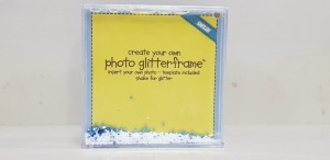 600 X BRAND NEW SQUARE GLITTER PHOTO FRAME - SHAKE FOR FUN WITH GLITTER - IN 50 BOXES