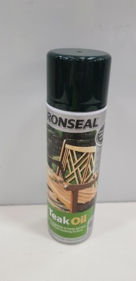 30 X BRAND NEW RONSEAL SPRAY ON TEAK OIL TO MAINTAIN HARD WOOD / GARDEN FURNITURE ( 500ML BOTTLES)