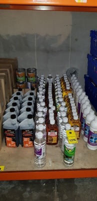 90 + MIXED PIECES TO INCLUDE ALL BRAND NEW PRODUCT TO INCLUDE EVERBUILD OPTI-MIX MORTAR PLASTICISER , EVERBUILD BOILED LINSEED OIL , BARTOLINE WHITE SPIRIT , BARTOLINE CLEAN SPIRIT , EVERBUILD CREAM CLEANER , EVERBUILD TEAK OIL , RONSEAL HARD WOOD GARDEN