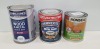 42 X BRAND NEW MIXED LOT TO INCLUDE RONSEAL HARDWOOD GARDEN FURNITURE STAIN , HAMMERERITE METAL PAINT IN HAMMERED SILVER , RUSTINS QUICK DRYING RADIATOR ENAMEL , JOHNSTONE INTERIOR WOOD AND METAL HARDWEARING PAINT SATIN BRILLIANT WHITE