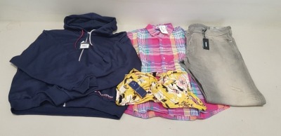 6 PC MIX LOT TO INCLUDE BIBA KEYHOLE DRESS IN PINK ( SIZE S ) , RALPH LAUREN SHORTS SLEEVES SHIRT MULTICOLOURED ( SIZE M ) , TOMMY HILFIGER SHORTS JACKET IN NAVY ( SIZE 14) , DIESEL 5 POCKET JEANS IN GREY ( SIZE3XL) , FANTASIE FLORIDA SWIMMING BIKINI TO