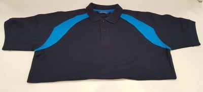 50 X BRAND NEW PAPINI ANCONA NAVY/CYAN POLO SHIRTS SIZE UK LARGE