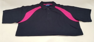 50 X BRAND NEW PAPINI ENNA BLACK/FUSCHIA POLO SHIRTS IN SIZE UK 3XL