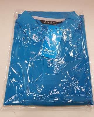 50 X BRAND NEW PAPINI CLIMATE CYAN BLUE POLO SHIRTS IN SIZE UK LARGE