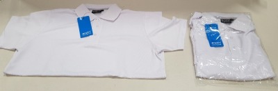 50 X BRAND NEW PAPINI CLIMATE WHITE POLO SHIRTS IN SIZE UK LARGE