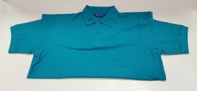 57 X BRAND NEW PAPINI APS JADE COLOURED POLO SHIRTS IN SIZE UK MEDIUM (21) AND XXL (36)