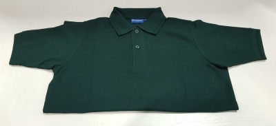 50 X BRAND NEW PAPINI APS GREEN COLOURED POLO SHIRTS IN SIZE UK XS (26) XL (22) XXL (12)