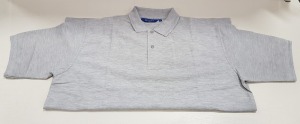 58 X BRAND NEW PAPINI APS GREY MARL COLOURED POLO SHIRTS IN SIZE UK LARGE (24) XXL (34)