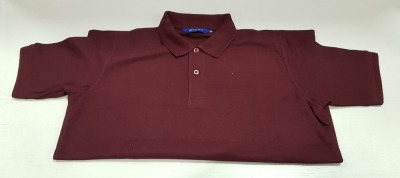 62 X BRAND NEW PAPINI APS WINE COLOURED POLO SHIRTS IN SIZE UK XS (29) XXL (33)