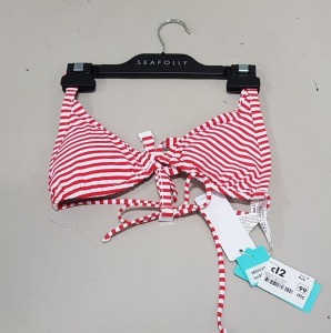 35 X BRAND NEW SEAFOLLY RED / WHITE STRIPED BIKINI TOPS SIZE 8 MULTI