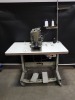 1 X BROTHER LH4-B814-2 LOCKSTITCH BUTTON HOLE INDUSTRIAL SEWING MACHINE COMES WITH TABLE AND FOOT PEDALS