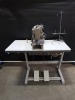 1 X BROTHER LH4-B814-2 LOCKSTITCH BUTTON HOLE INDUSTRIAL SEWING MACHINE COMES WITH TABLE AND FOOT PEDALS