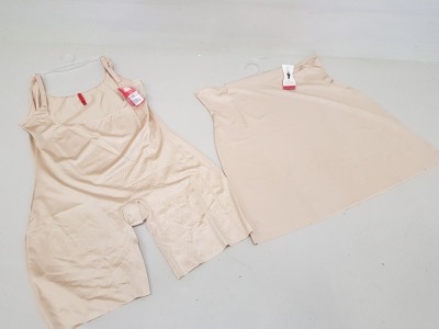 20 PIECE SPANX MIXED LOT CONTAINING NUDE OPEN BUST SLIP SUITS SIZE 1X AND NUDE HALF SLIP SIZE 2X