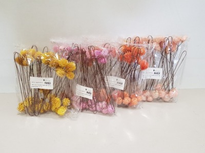 600 X BRAND NEW BUNGALOW 80CM DECORATION FLOWER THISTLE SUNSHINE IN VARIOUS COLOURS IN 10 BOXES