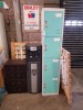 5 PIECE MIXED LOT CONTAINING LOCKERS WITH KEYS, AA3300X WATER DISPENSER, DRAWERS AND FLOURESCENT LIGHTS FIXED ON WOODEN BASES