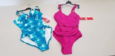 9 PIECE SPANX MIXED LOT CONTAINING 3 X TROPIC CHARGE ONE PIECE SWIMSUITS AND 6 X RICH BERRY DRAPED ONE PIECE SWIMSUITS RRP $198.00