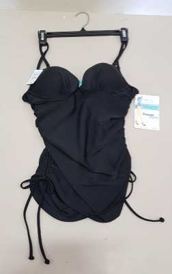 24 X BRAND NEW SPANX JET BLACK PUSH UP TANKINIS SIZE SMALL AND MEDIUM RRP $34.99 (TOTAL RRP $839.76)