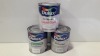 30 X BRAND NEW DULUX LOT TO INCLUDE DULUX QUICK DRY SATINWOOD ( POLISHED PEBBLE ) FOR WOOD AND METAL , DULUX PROFFESIONAL LIQUID GLOSS ( PURE BRILLIANT WHITE ) FOR WOOD AND METAL AND DULUX PRIMER FOR INTERIOR AND EXTERIOR ( ALL 750ML )