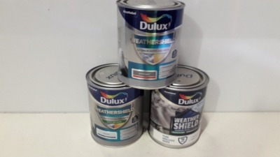 30 X BRAND NEW DULUX WEATHERSHIELD EXTERIOR WOOD AND METAL ( MISTY SKY AND GALLANT GREY ) ALL IN 750 ML