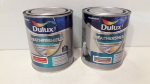 30 X BRAND NEW DULUX LOT TO INCLUDE WEATHERSHIELD FOR INTERIOR AND EXTERIOR ( CRANBERRY CRUNCH , AND GALLANT GREY )