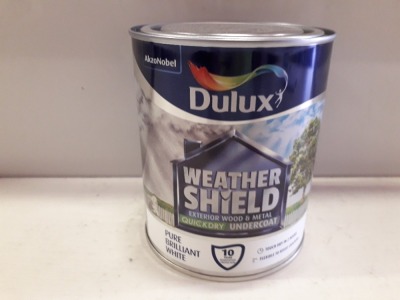 30 X BRAND NEW DULUX WEATHERSHIELD FOR EXTERIOR AND INTERIOR ( PURE BRILLIANT WHITE ) ALL 750 ML