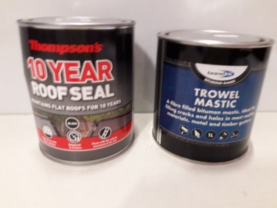 30 X BRAND NEW BOND IT TROWEL MASTIC - (1LITRE ) AND THOMPSONS ROOF SEAL ( 1 LITRE )