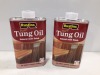 34 X BRAND NEW RUSTINS PURE TUNG OIL NATURAL MATT FINISH FOR INDOOR WOODEN SURFACES ( 500 ML )