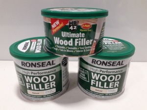 16 X BRAND NEW RONSEAL HIGH PERFORMANCE WOOD FILLER IN ( NATURAL ) AND 10 X HB42 ULTIMATE WOOD FILLER ( 2 PART ) 16 X -550G AND 10 X 275G