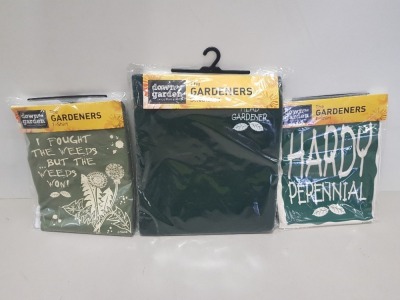 70 PIECE MIXED GARDEN CLOTHING LOT CONTAINING THE GARDENERS SWEATSHIRTS AND THE GARDENERS T SHIRTS IN VARIOUS STYLES AND SIZES