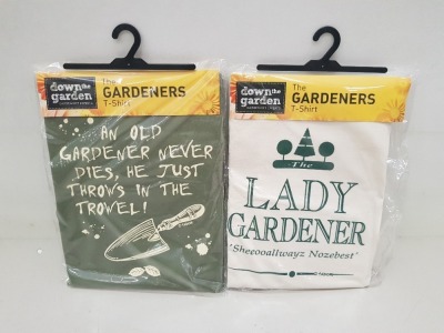 60 PIECE MIXED GARDNERS CLOTHING LOT CONTAINING THE THE GARDNENERS T SHIRTS IN VARIOUS STYLES AND SIZES