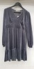 20 X BRAND NEW OASIS VELVET EMPIRE LINE FRILL HEM SKATER DRESSES IN GREY IN VARIOUS SIZES