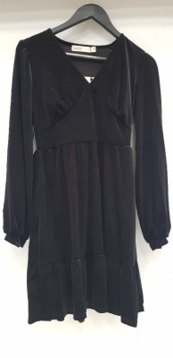20 X BRAND NEW OASIS VELVET EMPIRE LINE FRILL HEM SKATER DRESSES IN BLACK SIZE SMALL