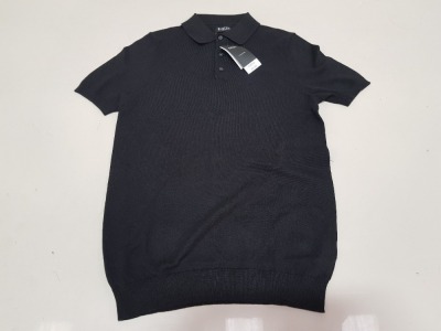 23 X BRAND NEW BURTON MENSWEAR BLACK COTTON RICH POLO SHIRTS SIZE XS RRP £10.00 (TOTAL RRP £230.00)