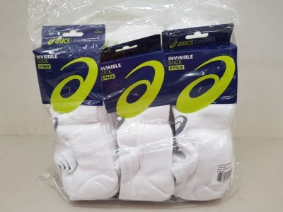 18 X BRAND NEW 6 PACK ASICS INVISIBLE SOCKS UK SIZE 6-8.5