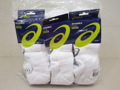 18 X BRAND NEW 6 PACK ASICS INVISIBLE SOCKS UK SIZE 6-8.5