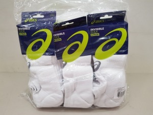 18 X BRAND NEW 6 PACK ASICS INVISIBLE SOCKS UK SIZE 6-8.5