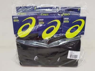 18 X BRAND NEW 3 PACK ASICS BLACK SOCKS UK SIZE 6-8.5