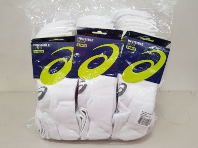 18 X BRAND NEW 6 PACK ASICS INVISIBLE SOCKS UK SIZE 6-8.5