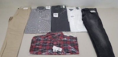 12 PIECE MIXED CLOTHING LOT CONTAINING BURTON MENSWEAR CHEQUERED BUTTONED SHIRTS AND TOPSHOP BUTTONED SHIRTS IN VARIOUS STYLES AND SIZES