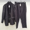 10 X BRAND NEW IN THE STYLE POLKADOT OVERSIZED BLAZERS AND 10 X IN THE STYLE POLKADOT TROUSERS SIZE 22