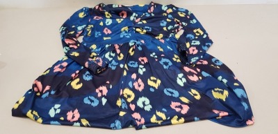 20 X BRAND NEW OASIS SLINKY JERSEY FLORAL ANIMAL MINI DRESSES IN BLUE SIZE MEDIUM