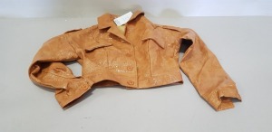 23 X BRAND NEW SAINT GENIES LEATHER STYLED TAN COLOURED JACKETS SIZE 6, 8 AND 16