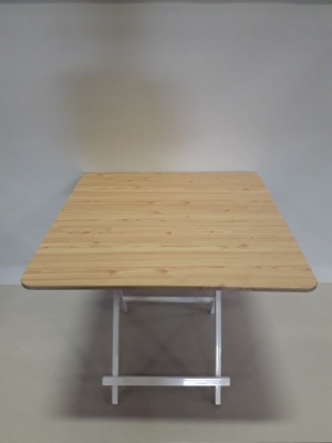 7 X LIGHT OAK COLOURED SQUARE TABLES SIZE - 80CM - (NOTE: FACTORY SECONDS SOME VENEER MAY BE LIFTING, MINOR SCRATCHES) - BOXED